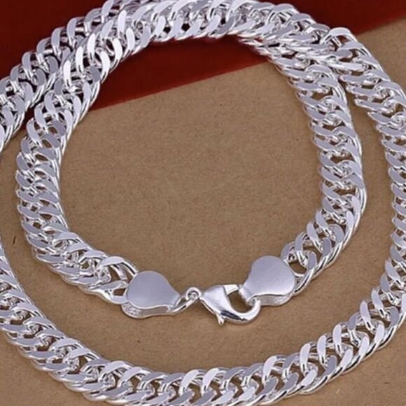 Diamond Cut Double Miami Cuban Curb Chain Link Necklace 10 mm - Picture 2 of 4